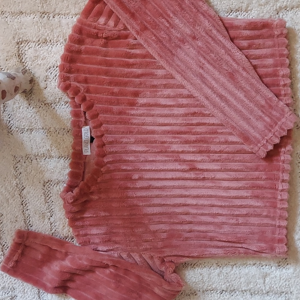Planet Gold Soft Plus wide ribbed Blush, crop sweater. Oversized Small - Picture 6 of 14